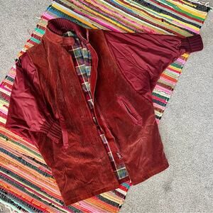 Vintage 1980s Foxrun Gale Gould Corduroy Wing Sleeve Long Coat Medium
